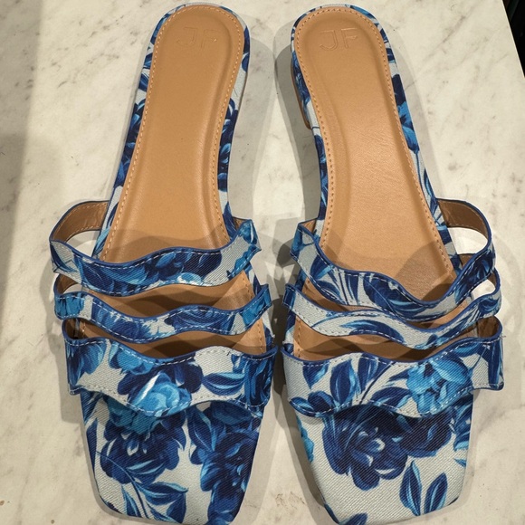 Blue Floral Women's Sandals - Picture 1 of 3